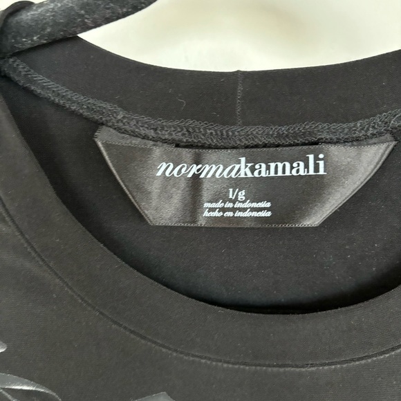 Norma Kamali Black Short Sleeve Top with Love Written Around The Neckline Size L - Picture 2 of 6